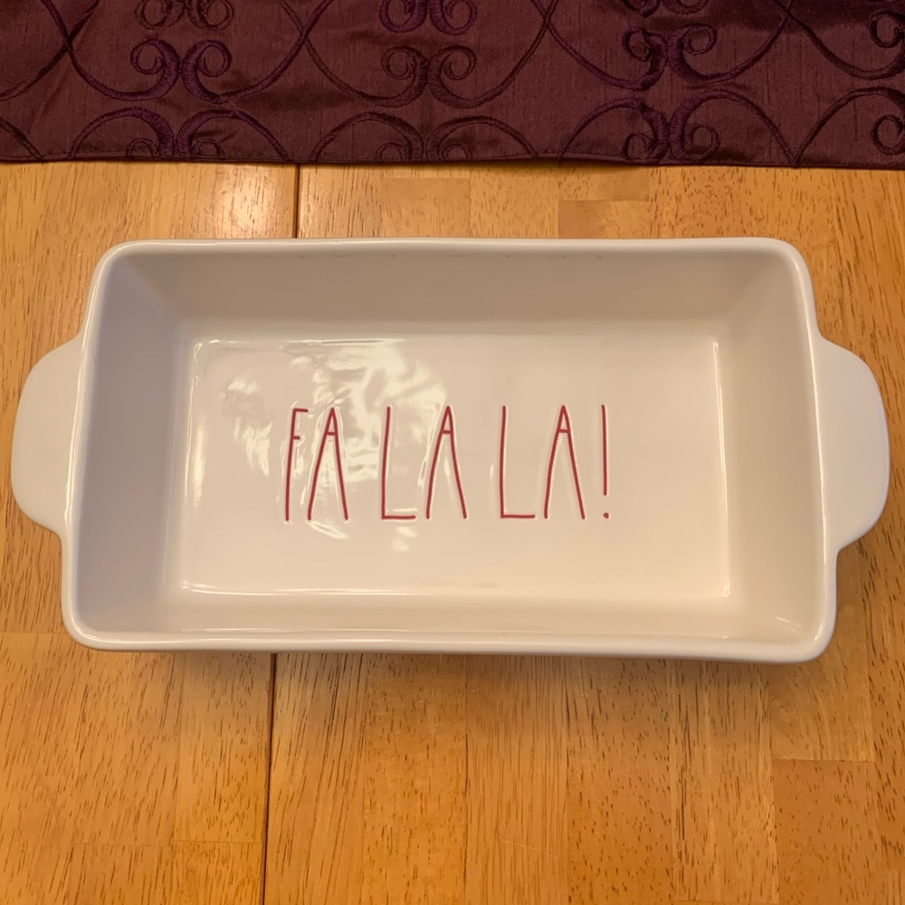 Brand New Rae Dunn Christmas FA LA LA! Baking Dish
